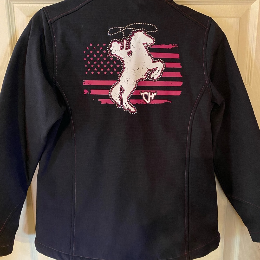 Cowgirl Hardware Girls Horse Poly Shell Smoke Grey Jacket